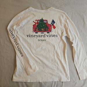 Vineyard Vines Texas Christmas White Long Sleeve Tee Santa truck